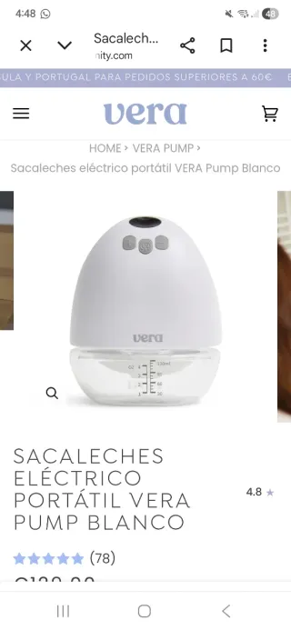 SIN USAR Nuevo Sacaleches eléctrico portátil Vera