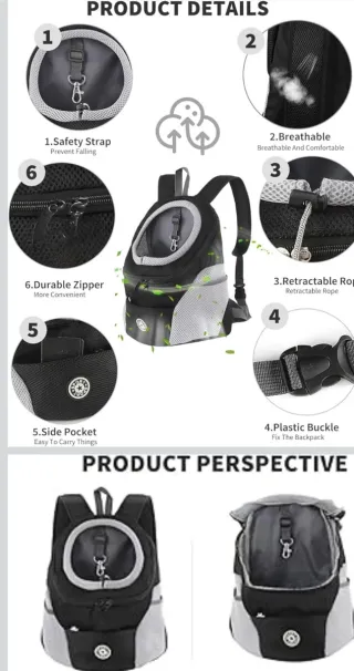 Mochila transportín para perros y gatos TALLA L.