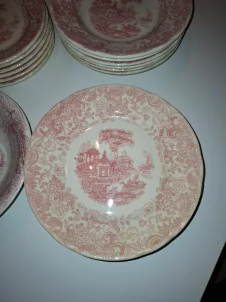 Servicio vintage inglés Ironstone rojo  6 personas