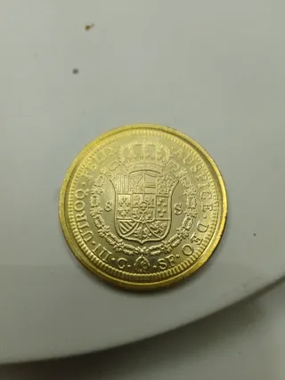 Moneda 8 Reales 1813 Fernando VII Baño Oro