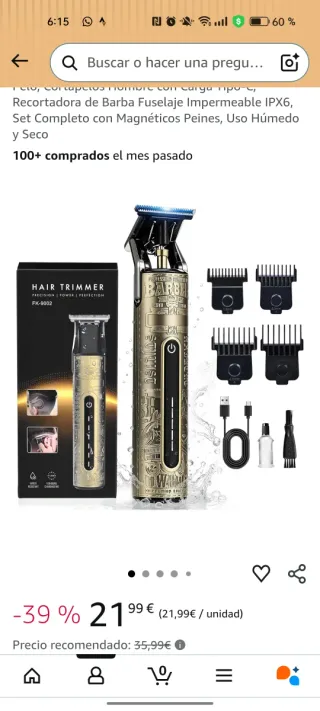 Cortapelos Barba STULIST IPX6 Carga USB