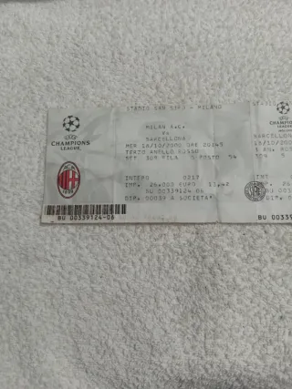 Biglietto Milan A.C. vs Barcellona 18/10/2000