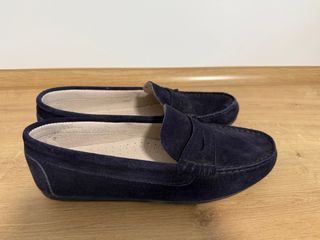 Mocasines T.39 niño serraje azul marino