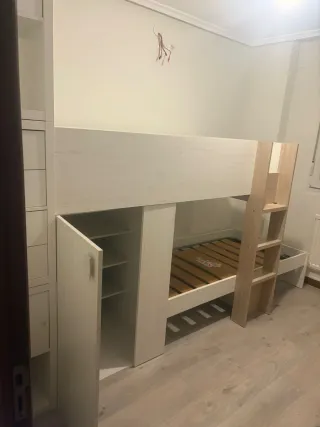 Cama Tren Infantil Blanco/Natural