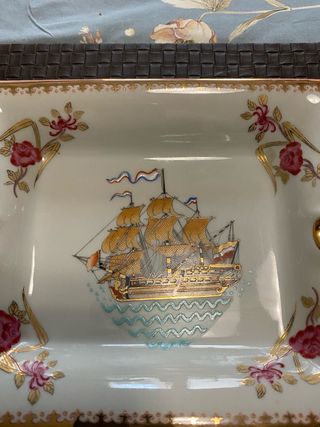 Cenicero antiguo chino barco velero