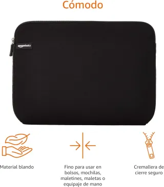 Amazon Basics Funda para portátiles de hasta 14-Pulgadas, Color Negro