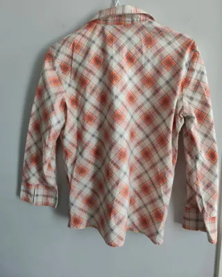 Camisa cuadros naranja y blanco de Pull&Bear