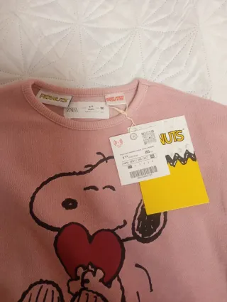 Sudadera Zara Niña Snoopy Corazón Rosa 2 Años