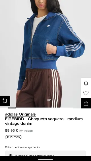 Chaqueta deportiva tejana Adidas mujer