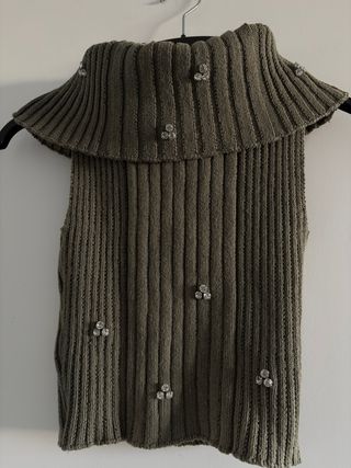 Top Zara Hombros Descubiertos Verde