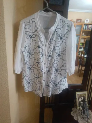 Camisa lino estampada flores