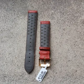 Cinturino vera pelle rosso con fibbia oro