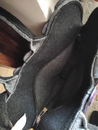 Borsetta lana cotta donna fiori viola