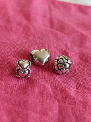 3 Charms Pandora ORIGINALES Corazones Plata