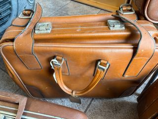 Juego Maletas Cuero Vintage Marrón