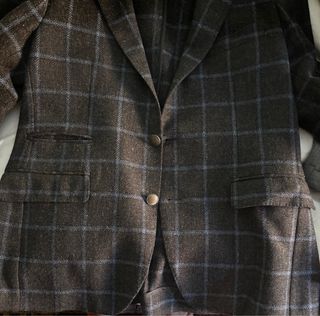 Americana Italiana Hombre Cuadros Azul/Gris