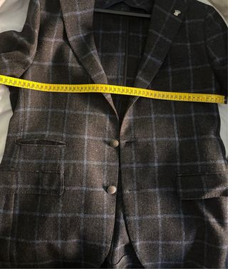 Americana Italiana Hombre Cuadros Azul/Gris