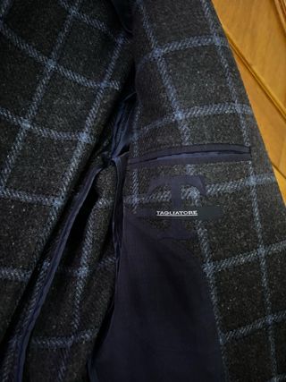 Americana Italiana Hombre Cuadros Azul/Gris