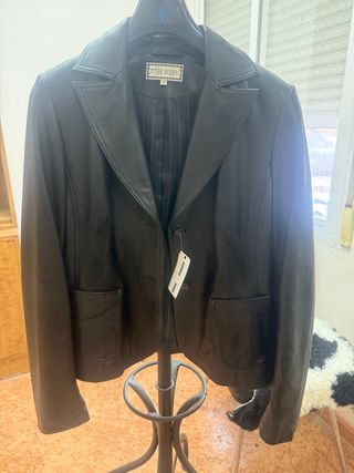 Chaqueta Piel Negra Mujer Talla 40