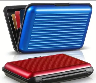 2 Porta Tarjetas Ultra Delgado Azul y Rojo