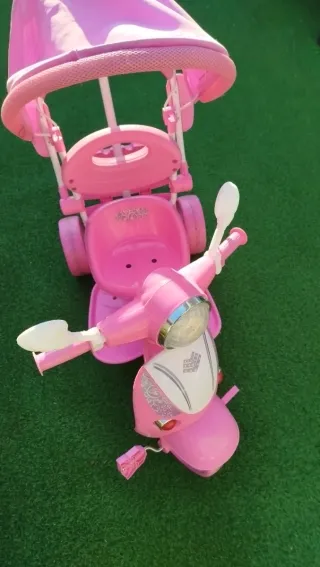 Triciclo niña rosa con sombrilla
