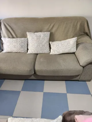 Sofá Chaise Longue Beige/Azul 3m