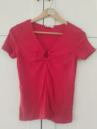 Camiseta Mango Roja Talla XS