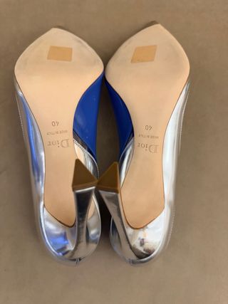 Zapatos de tacón Dior azul y plateado