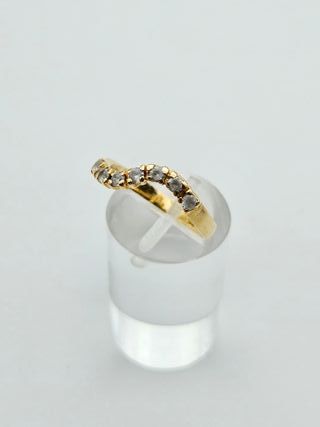 Anillo de Oro 18K, Carrilera Blanca, 3gr, T-16