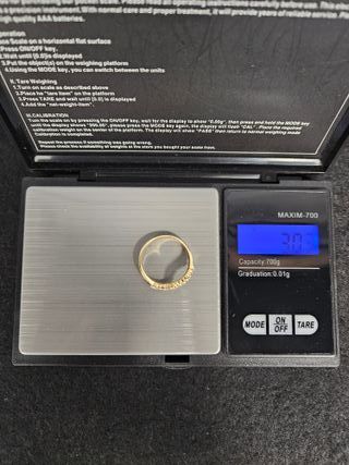 Anillo de Oro 18K, Carrilera Blanca, 3gr, T-16