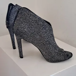 Spuntine Katwalk nere argentate tacco alto