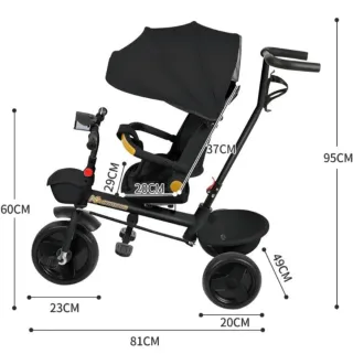 Triciclo Infantil Negro con Canasta