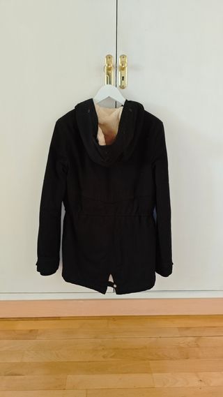 Chaquetón mujer negro y beige