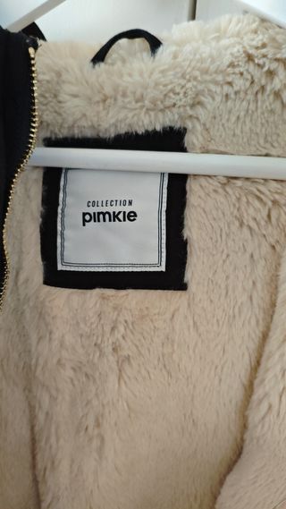 Chaquetón mujer negro y beige