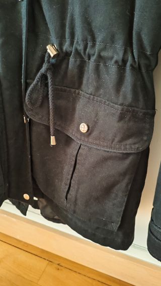 Chaquetón mujer negro y beige