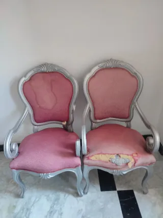 2 Poltrone Vintage Rosa e Argento