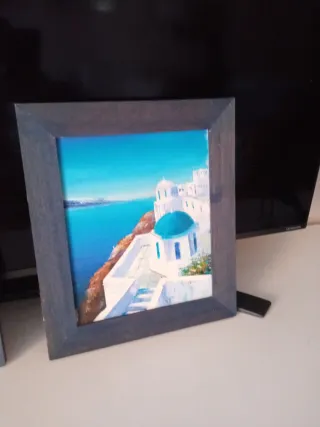 2 Cuadros Santorini Grecia Acrílico Madera