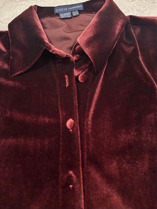 Camisa Zara Terciopelo granate