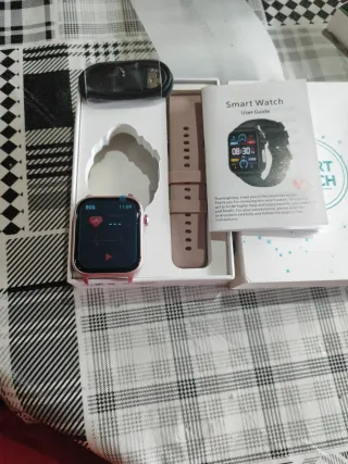 Smartwatch Rosa con Cargador y Guía