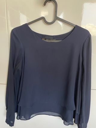 Blusa Zara Manga Larga Azul