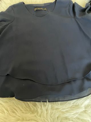 Blusa Zara Manga Larga Azul