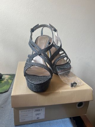 Sandali eleganti glitter grigio tg 40