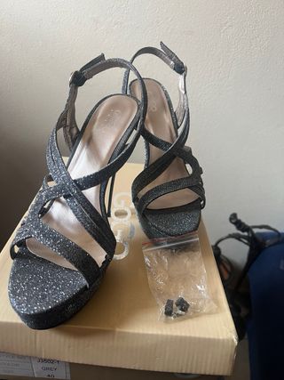 Sandali eleganti glitter grigio tg 40