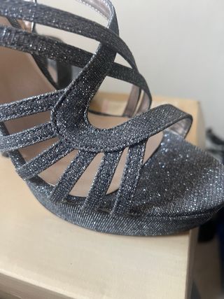 Sandali eleganti glitter grigio tg 40