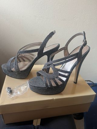 Sandali eleganti glitter grigio tg 40