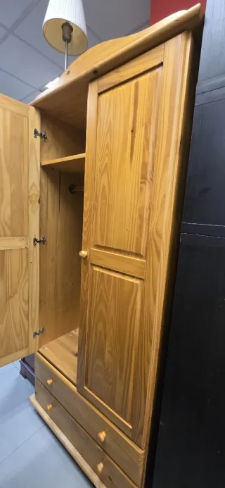 Armario de pino 2 puertas con cajones