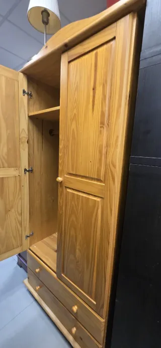 Armario de pino 2 puertas con cajones