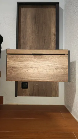 2 Mesitas Noche Flotante Diseño Madera