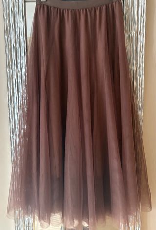 Falda larga tul marrón talla S-M