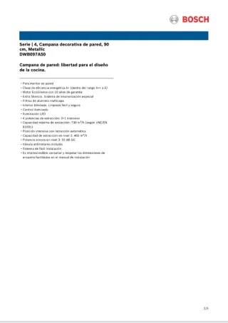 Campana Extractora Bosch 90cm Acero Inoxidable